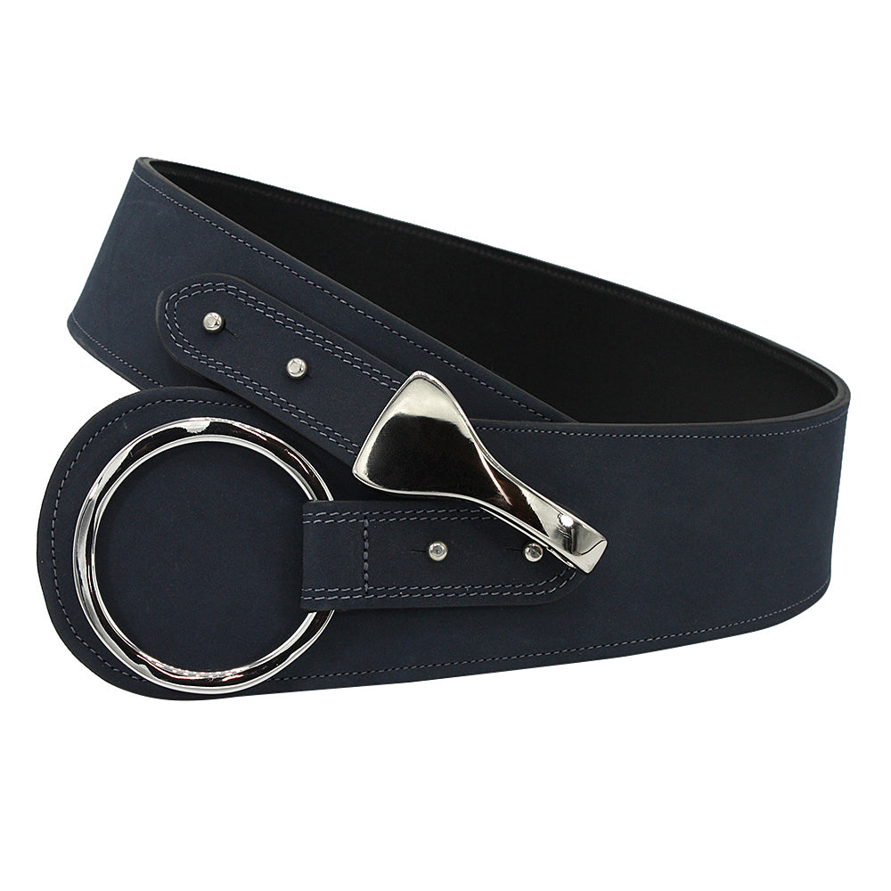 Navy Wide Belt CHANEL Wide Belt In Navy Blue Patent Leather Size 38