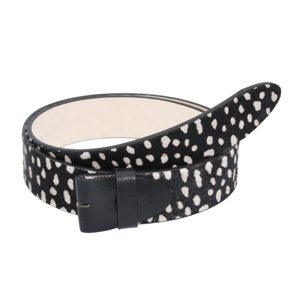 Belt Strap Black with White Spots print Cowhide Strap for  display picture 2